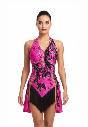Silken Radiance Performance Series Latin Dress in Fuchsia