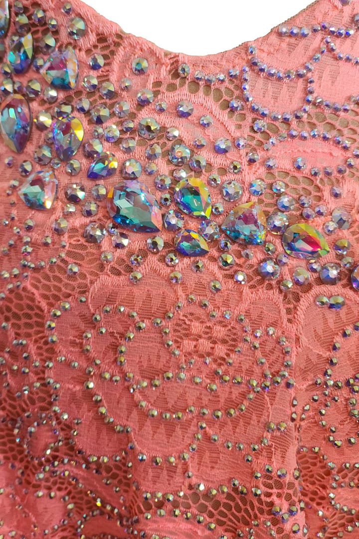 Rose Reverie lace and crystal detail close-up highlighting craftsmanship and sparkle