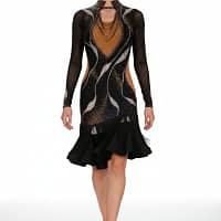 Mia Latin dress — full view — full-body view of model wearing the black Mia Latin dress