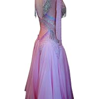 Labana ballroom gown — in mannequin — Dress displayed on a dress form, showing the structured fit of the bodice and the full sweep of the skirt before it is worn in movement.