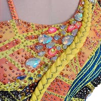 Sabrina Latin dress — bodice detail — intricate hand-applied crystals in geometric design