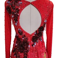 Brielle ballroom gown — back closure detail — open-back clasp and crystal embellishment