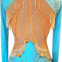 Hadley ballroom gown — back closure detail — crystal-lined zipper with gold fringe