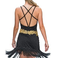 Radiant Obsidian Latin Dress — back view — low back with mesh