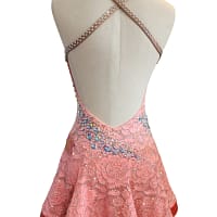 Luisa open back view with crisscross crystal straps and low back design