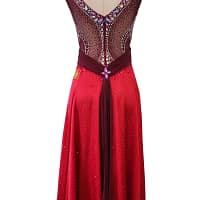 Sirens Flame Latin dress open-back design with crystal spine detailing
