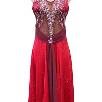 Sirens Flame Latin dress on mannequin showing bodice structure