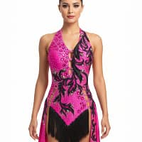 Silken Radiance Performance Series Latin Dress in Fuchsia