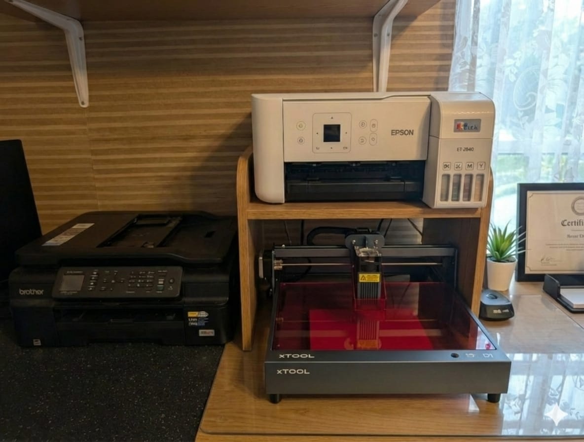 Printing and laser engraving equipment in Cashay Design studio