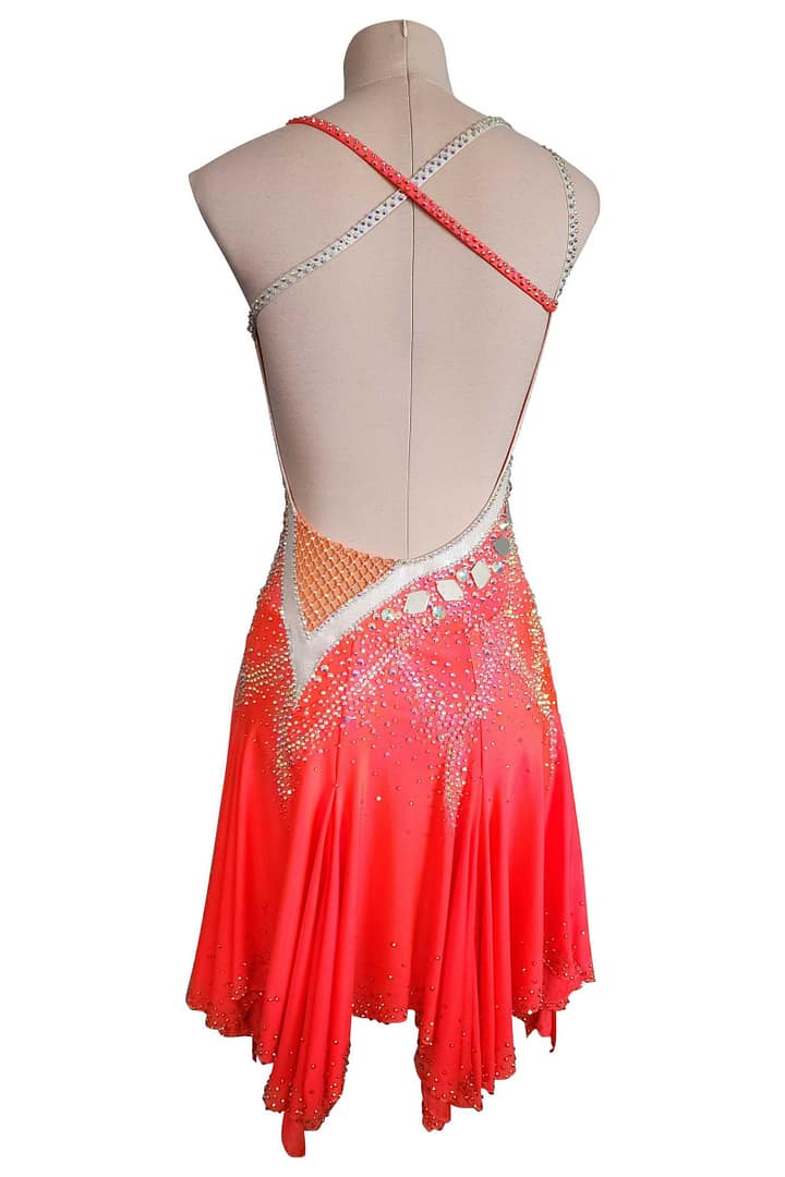 Sola Latin dress— back view — low back with mesh