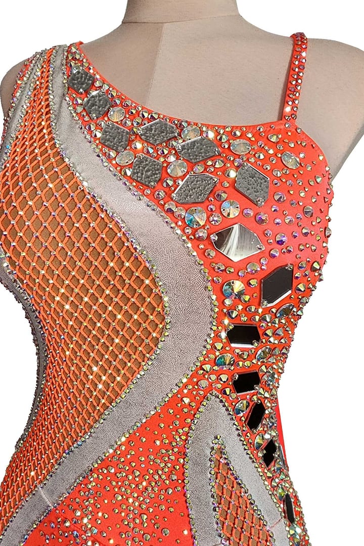 Sola Latin Dress - bodice detail — hand‑applied crystals
