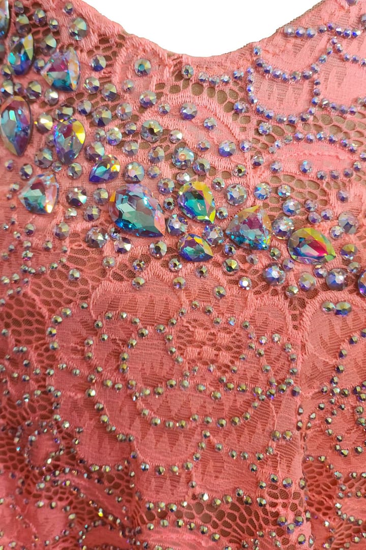 Luisa lace and crystal detail close-up highlighting craftsmanship and sparkle