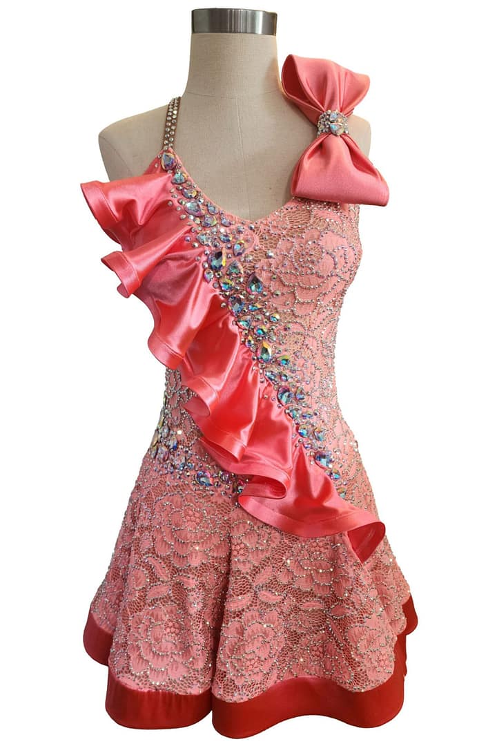 Rose Reverie skirt detail showing flared hem with satin edge finish