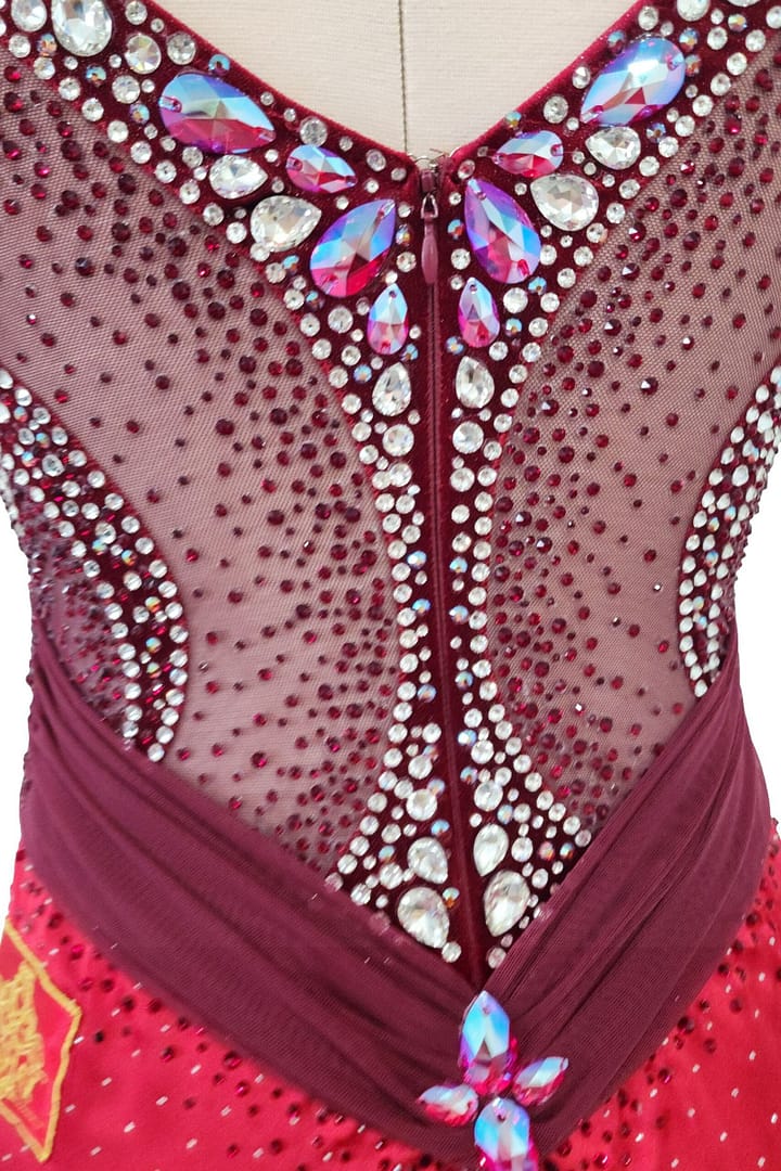 Sirens Flame back zipper closure with crystal trim