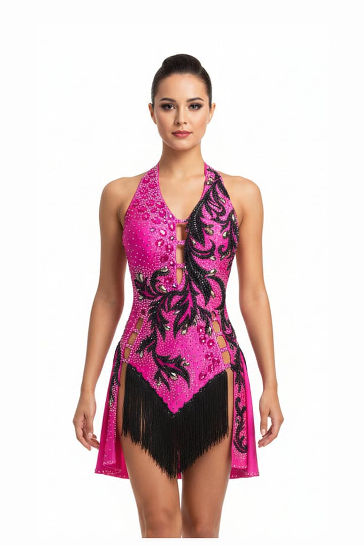 Silken Radiance Performance Series Latin Dress in Fuchsia