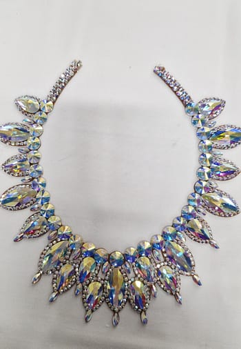 Large crystal ballroom necklace with oversized AB stones on white background