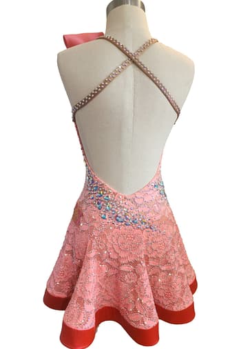 Luisa open back view with crisscross crystal straps and low back design